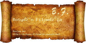 Botyán Filoméla névjegykártya